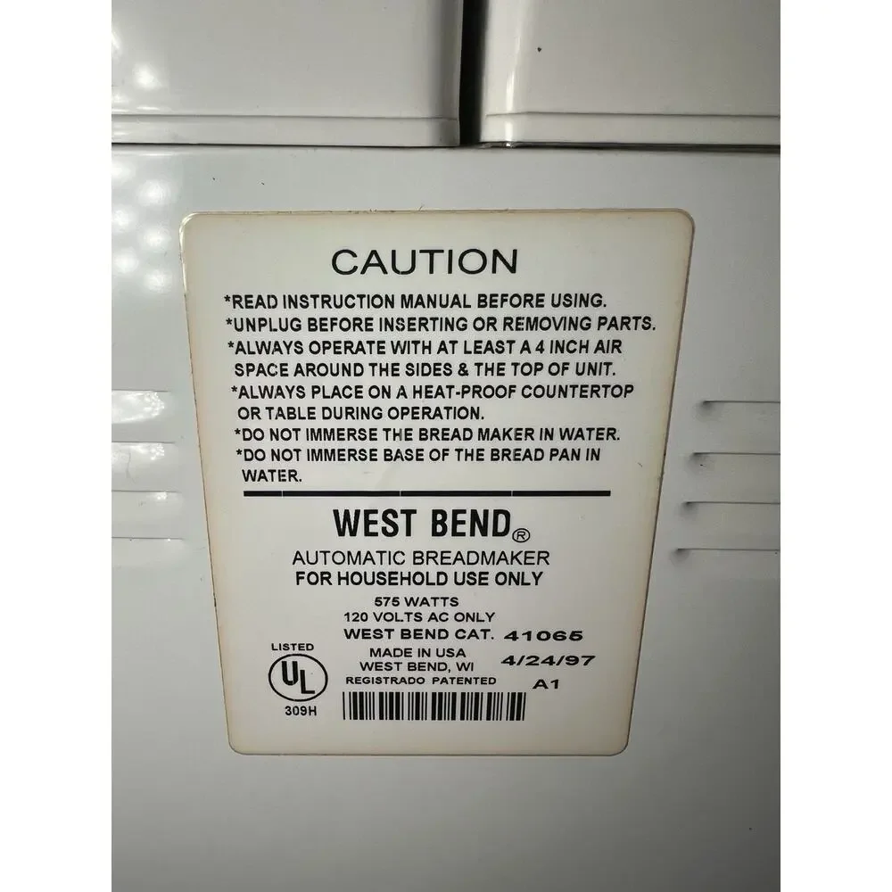West Bend Americas Favorite Bread Dough Maker Machine 41065 1997 TESTED